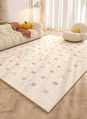 简约客厅地毯家用卧床毯边防滑茶几耐磨仿fyr59羊几绒何图案防滑