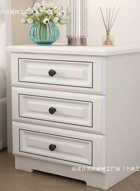 实木床白YGN头柜简约现代色济卧室储物收纳柜北欧经型床小柜边子