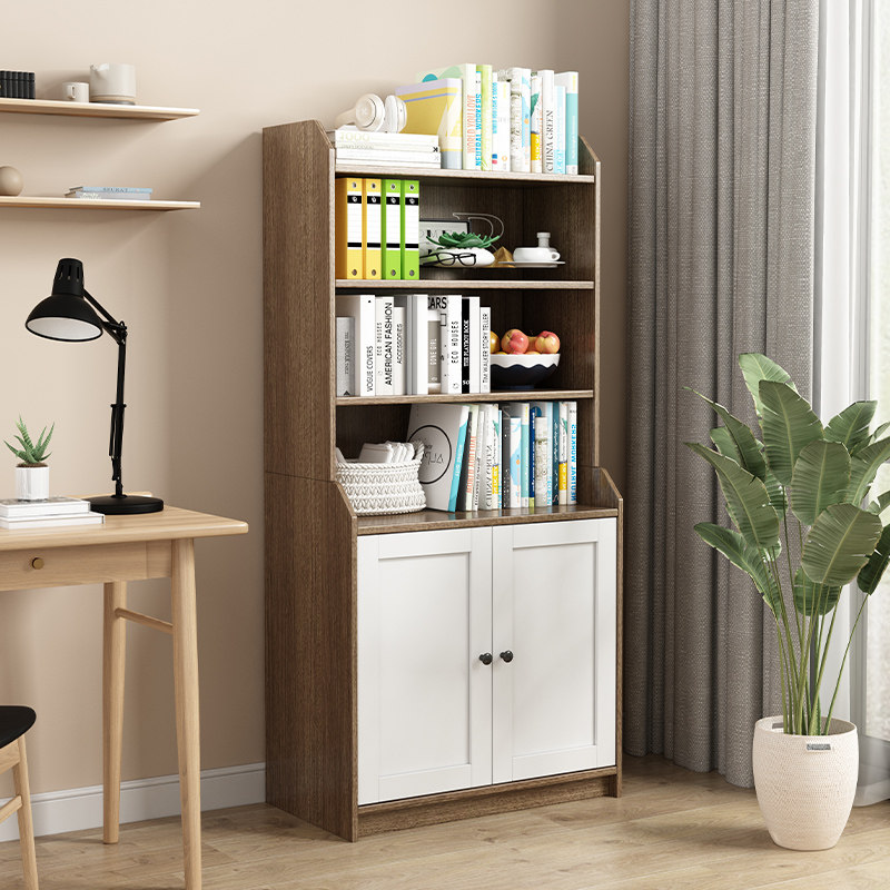 实木现代简约书架落地靠墙家用办公儿童学生组装书柜储物柜收纳柜