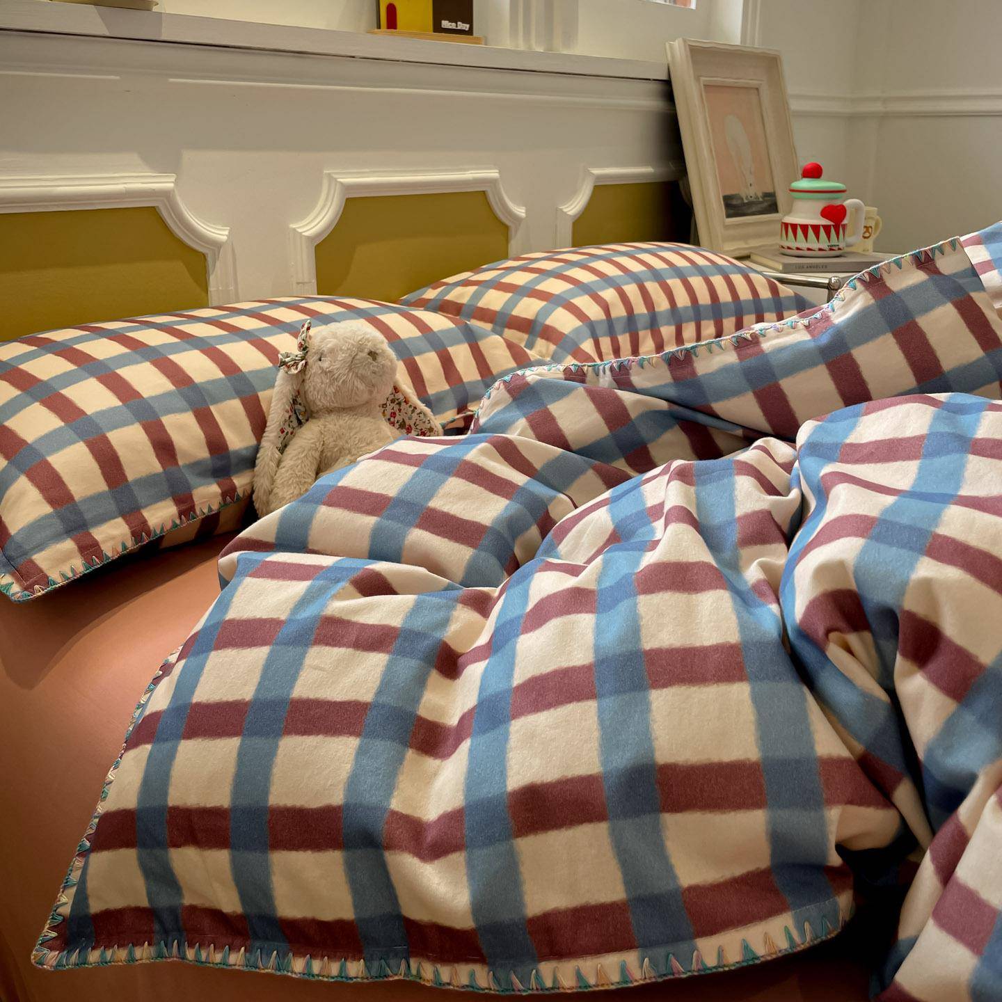 2025新款全棉纯棉加厚磨毛多巴胺贝壳边四件套床单被套三件套