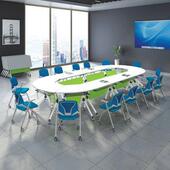 可折叠培训桌会桌椅组功合可移动拼接多能双办公班长条人201 T课