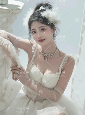 影楼新款蓝色高级感吊带裙肖像写真服装简约气质拍照主题摄影服饰