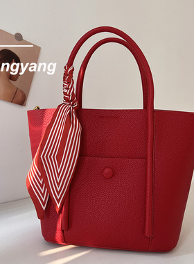 婚包女新娘大容量红色结婚包包2022新款小众高级感托特手提包礼物