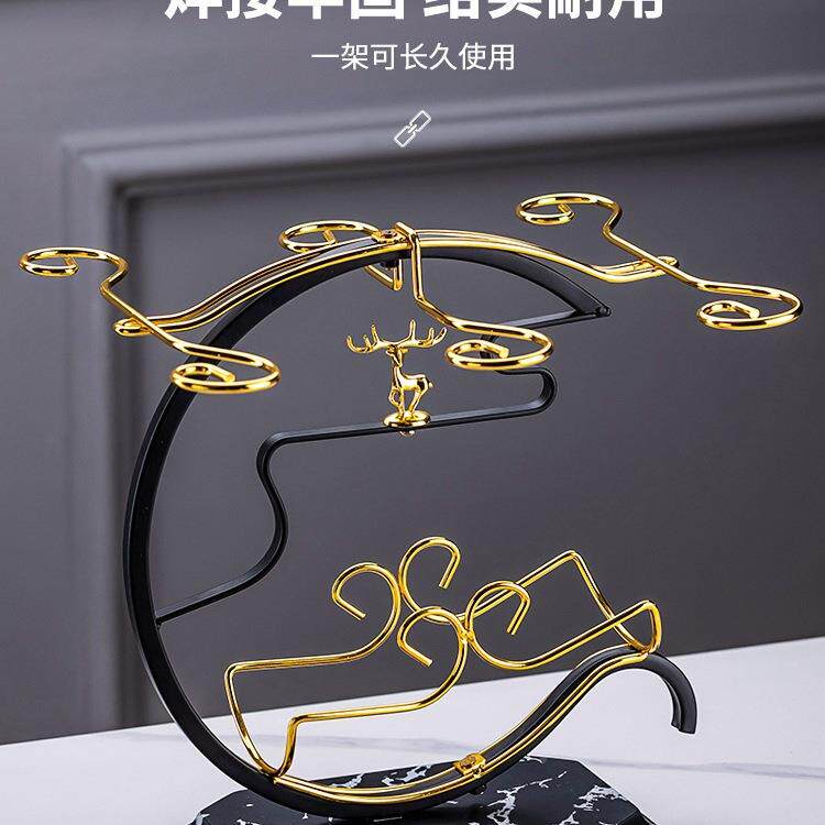 红酒摆件轻奢红酒杯无品牌/架子倒挂新架款斜高脚杯创意置架物放