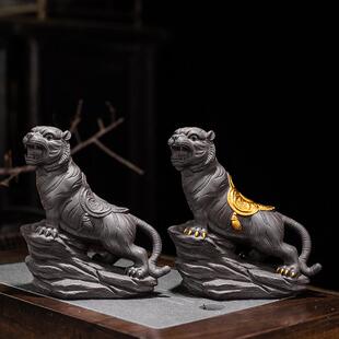 砂茶宠虎QJC啸山小摆件精品可养茶玩虎创意茶台茶桌茶老盘河上摆