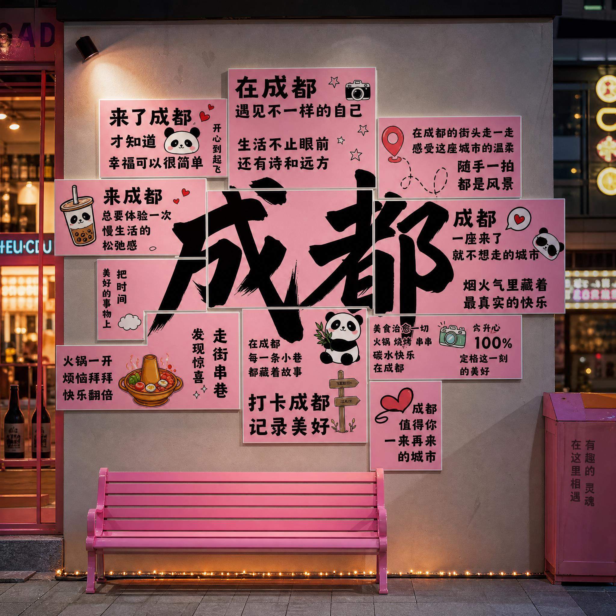 创意成都街头成都打卡装饰墙贴氛围布置背景墙网红拍照造景海报