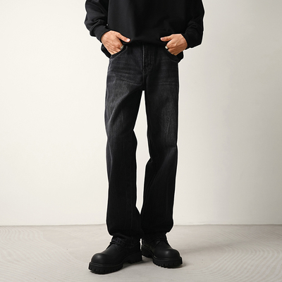 CONVERGES黑色阔感直筒牛