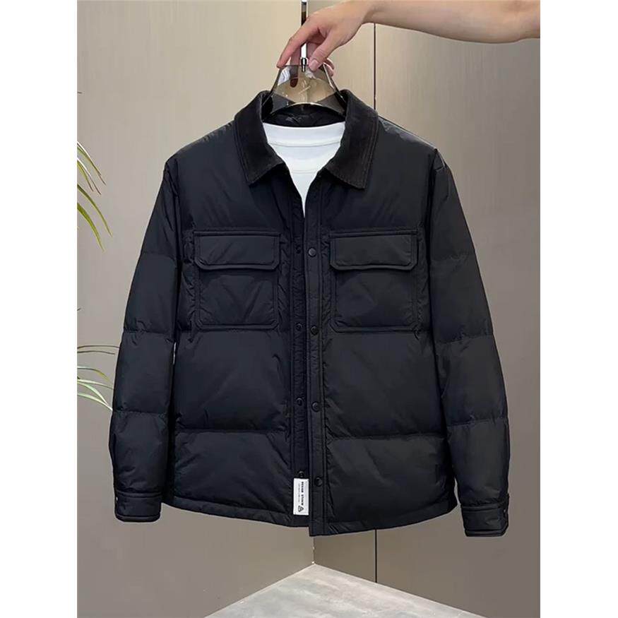 老钱风翻领轻薄羽绒服男