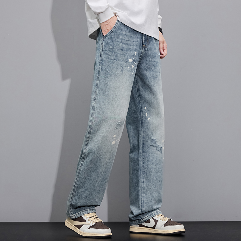 美式泼墨牛仔裤2025秋冬