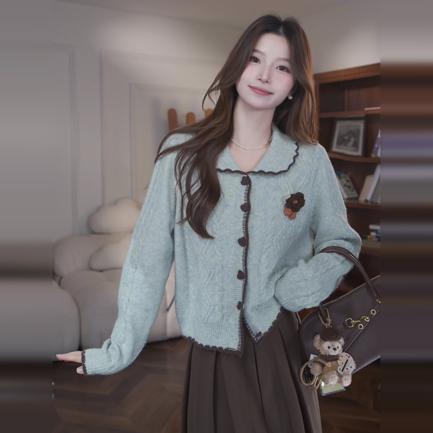 学院风针织毛衣连衣裙子女2025新款秋冬季穿搭一整套装巨好看长裙