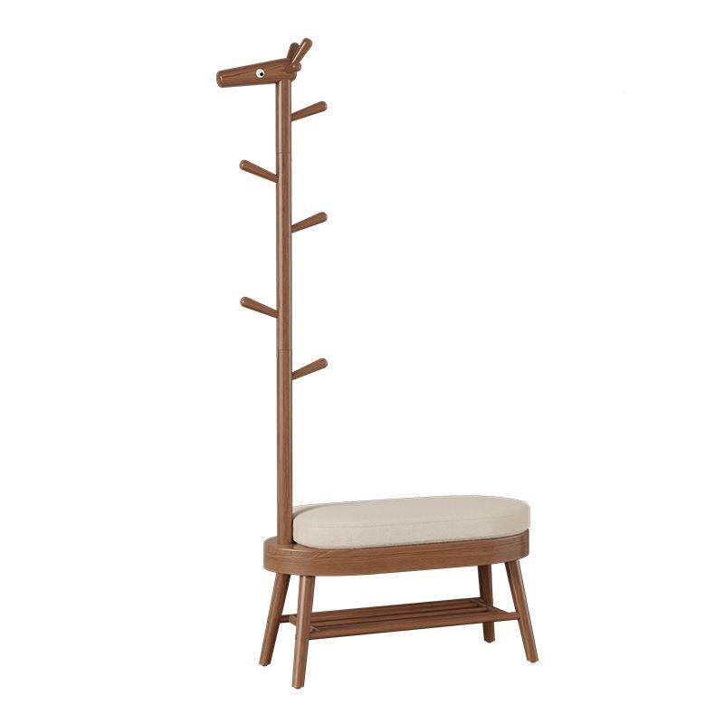 实木鞋小鹿换凳挂衣架一体家用门口可坐鞋户柜穿鞋985进门帽凳入