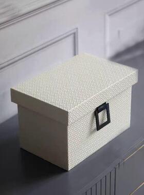 白色皮质编纹收纳箱610卧大室家居柜顶衣帽米间样板房织装饰品摆