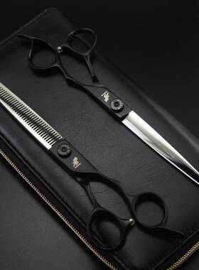 .0发物寸高档黑色短尾WED巴柄平剪牙剪美剪7宠剪