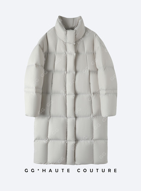 从绒者【格格】超轻蓬松长款过膝立领羽绒服女—85059