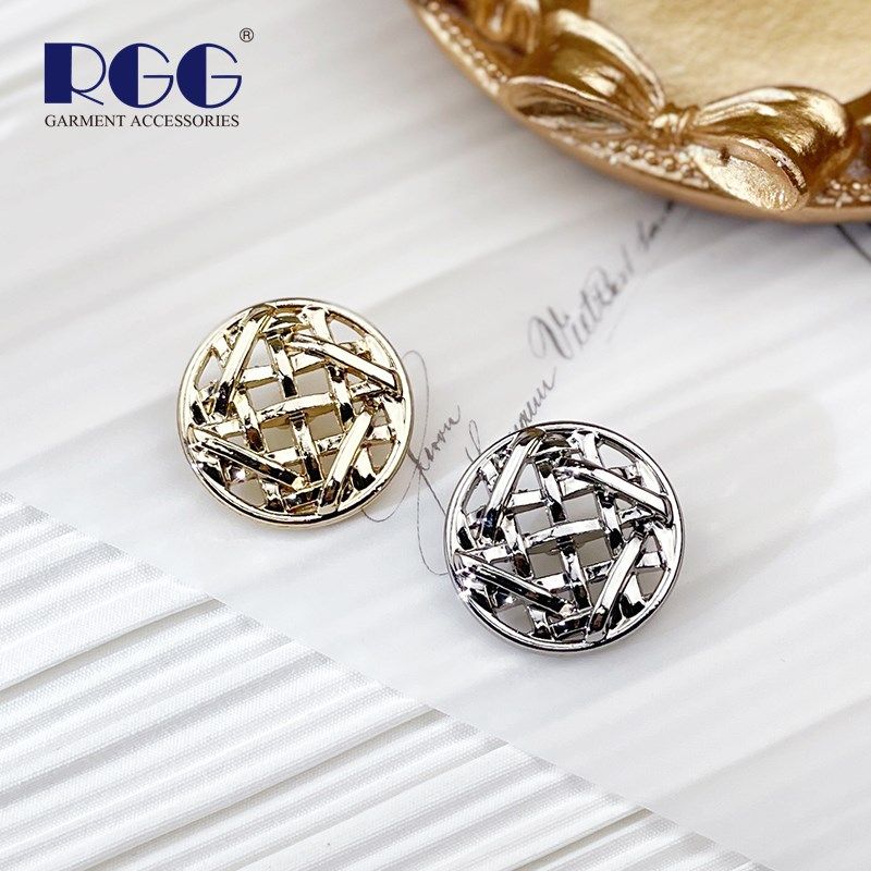 编织网格镂空金属纽扣高脚手缝扣子简约百搭女上衣外套西服大衣扣