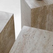 艺术展示台 饰边几沙发极简角几 北欧侘寂风设计师款 天然黄洞石装