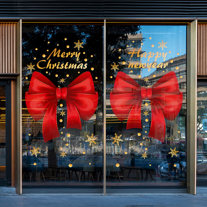 圣诞节静电贴装饰品圣诞老人雪橇商场店铺橱窗贴场景布置玻璃贴纸