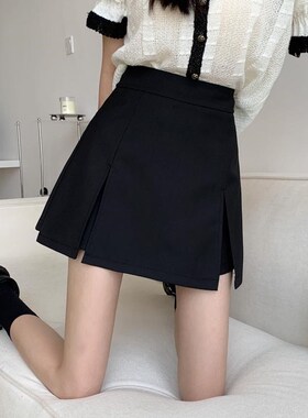 遮胯裙子女高腰开衩半身裙夏大码白色a字短裤裙胖mm显瘦包臀裙裤