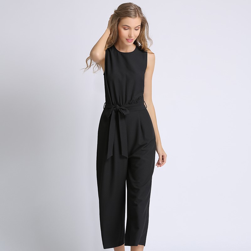 大码无袖连衣裤女装连体裤2021新款春气质连身裤夏季九分裤长款薄