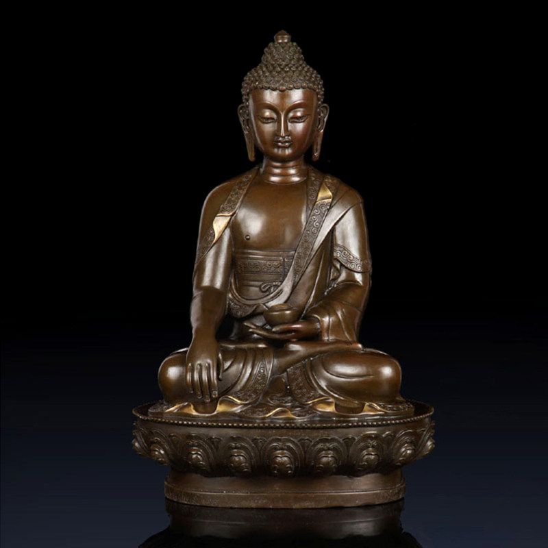 铜艺铺纯铜佛像摆件铜三宝佛释迦摩尼阿弥陀佛药师佛尼泊尔三世佛