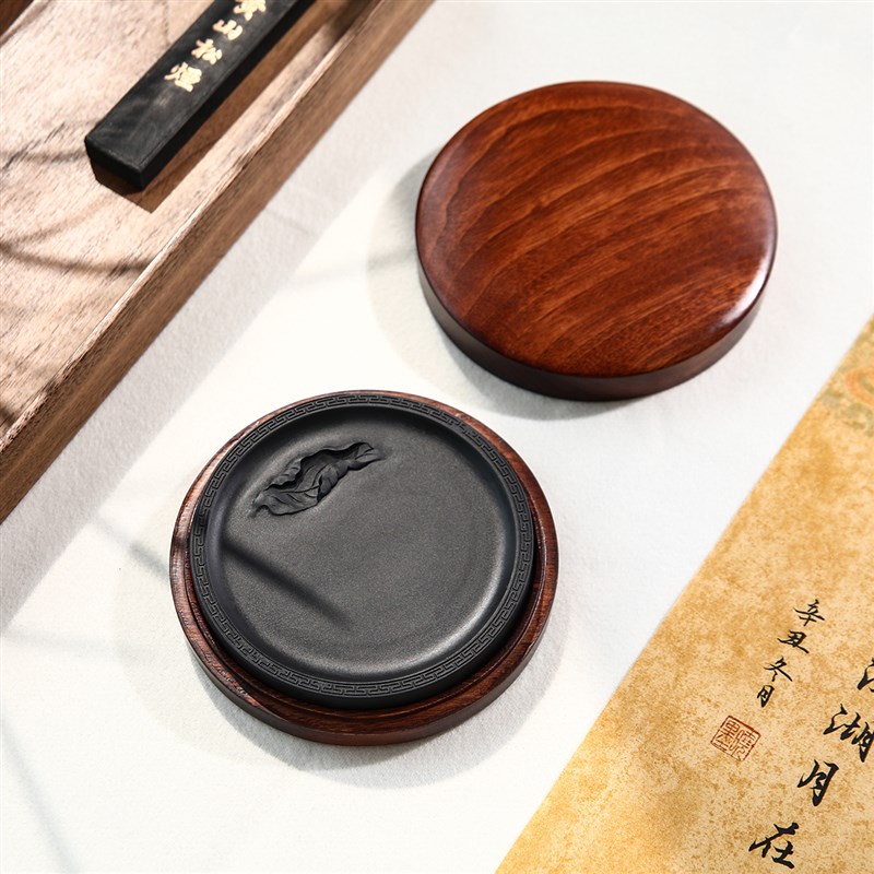 锦瑟文房砚台安徽歙砚书法专用带盖高档墨汁磨墨学生保湿小楷砚台