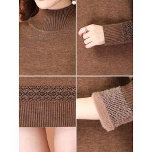 一体绒毛衣裙中长款女冬加厚内搭配大衣半高领打底衫时尚洋气保暖