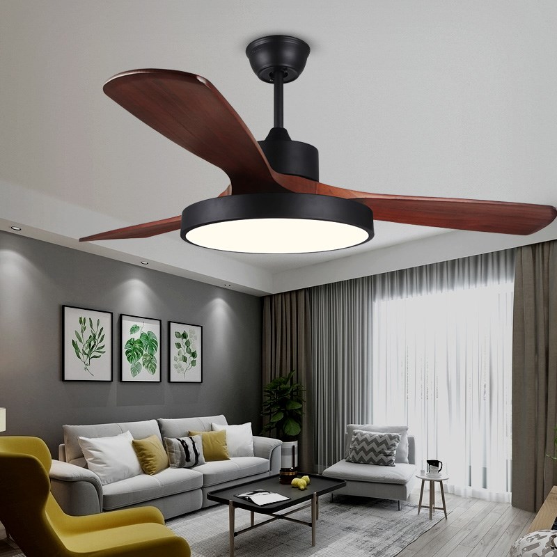 佑家大风量实木风扇灯北欧吊扇灯美式餐厅客厅变频的复古风扇吊灯