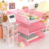 a4收纳文件盒整理桌面文件架立式 文件盘档案袋办公室置 多层横向式