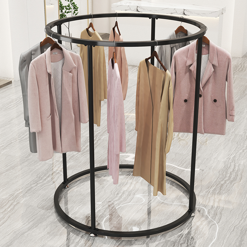 服装店展示架落地中岛专用挂衣架椭圆形装饰童装挂衣杆女装货架子