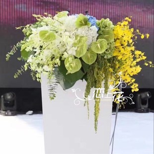 演讲台花主持司仪台花签到花年会桌花粉色系宴会庆典商务会议立式