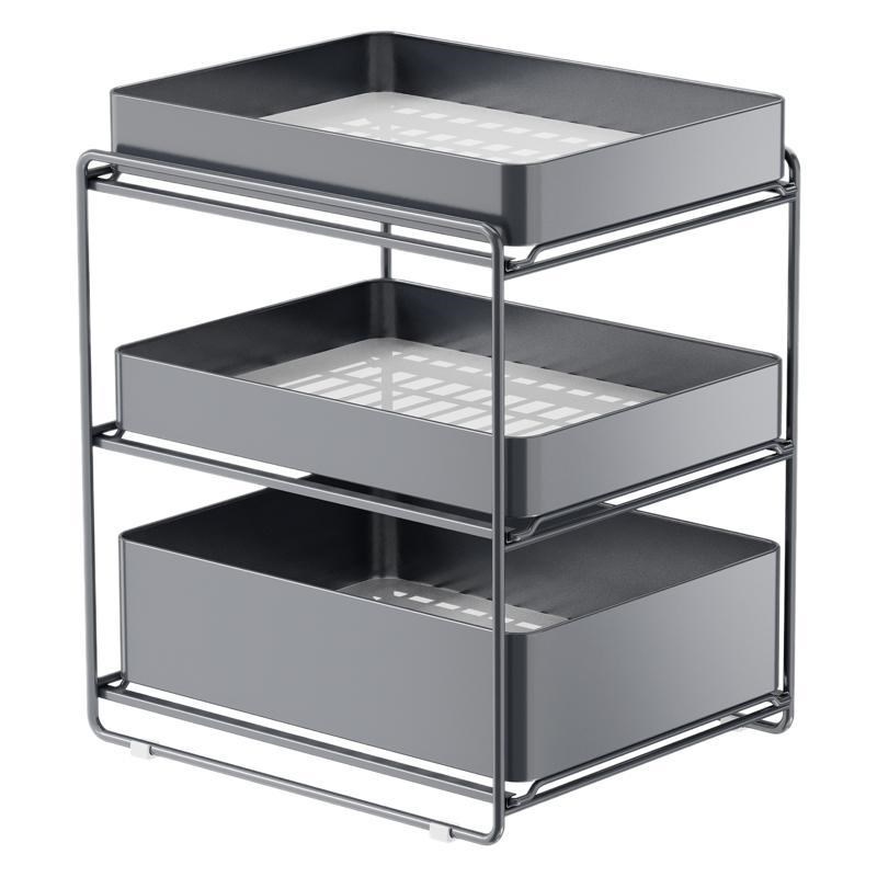 厨房下水槽抽拉式置物架水池拉篮收纳架橱柜内置调料碗碟分层架子