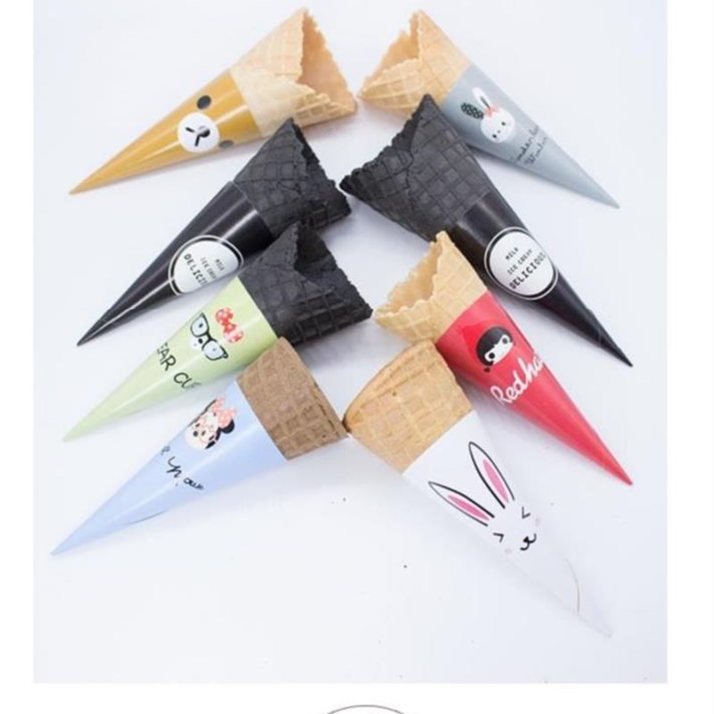 卡通冰淇淋店甜筒包装纸托脆筒冷饮冰激凌杯托奶茶店蛋筒纸1000个