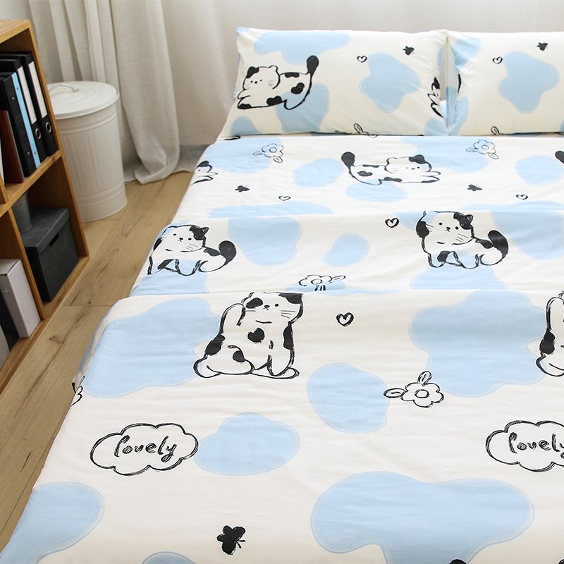 可爱猫咪全棉纯棉被套单件学生宿舍单人被罩150x200x230双人被套