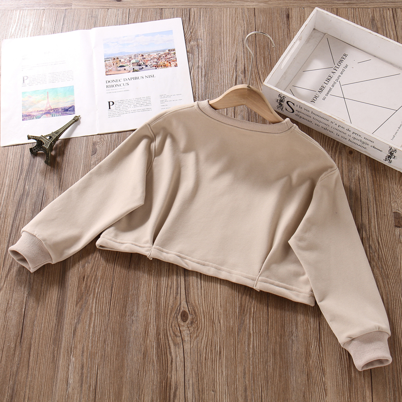 女童短款卫衣春秋款新款洋气时尚网红宽松休闲小女孩衣服长袖上衣