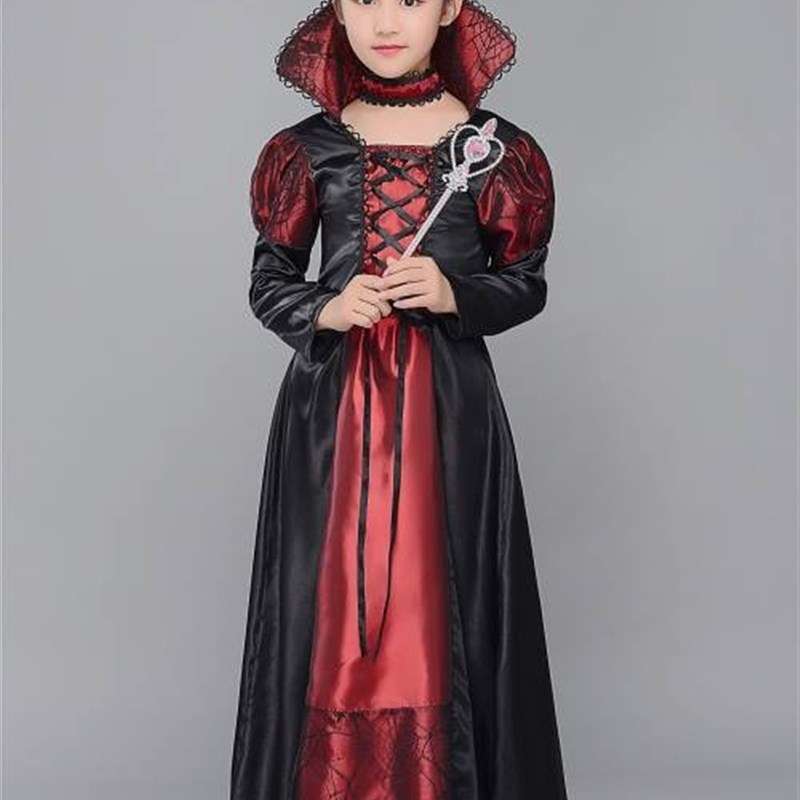 新款儿童万圣节服装皇后服白雪公主女孩茶话会后妈坏王后表演服装