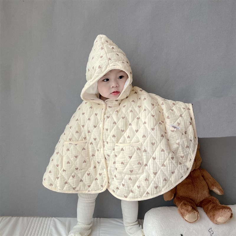 新生婴幼儿童披风斗篷夹棉加厚防风保暖秋冬季连帽抱被外出服756