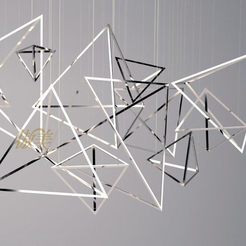 展厅发光三角架空中吊饰工程软装金属挂饰天花板创意吊件装饰定制,家居饰品,吊饰/挂饰,淘宝优惠券,粉丝福利购,淘宝优惠卷
