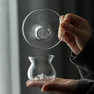 玻璃茶漏茶滤高档茶叶过滤渣网超细高级茶隔茶水分离器茶道滤茶斗