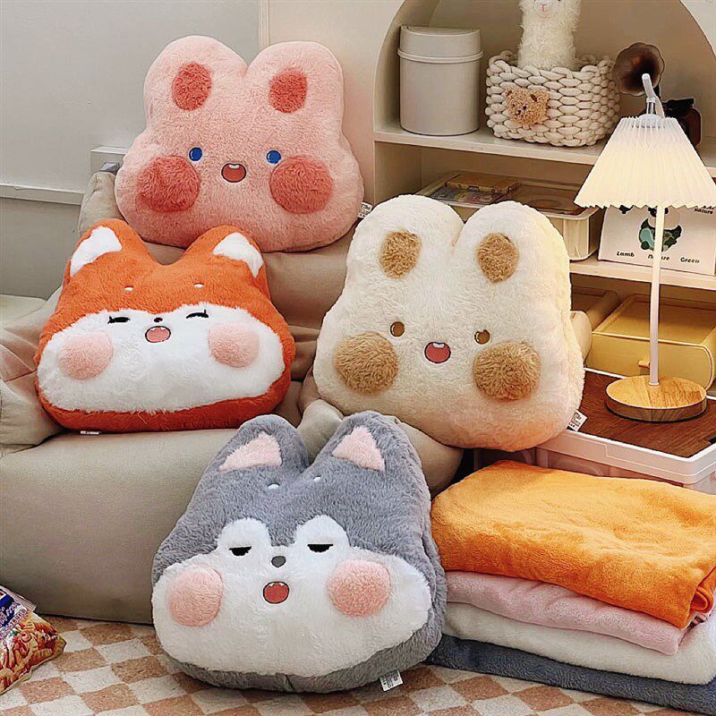 暖手抱枕毯子二合一被子两用学生宿舍插手午睡毛毯办公室冬天软萌