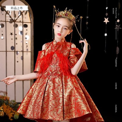 皇冠头饰公主儿童汉服发冠模特走秀凤冠流苏秀禾通用韩式古风配饰