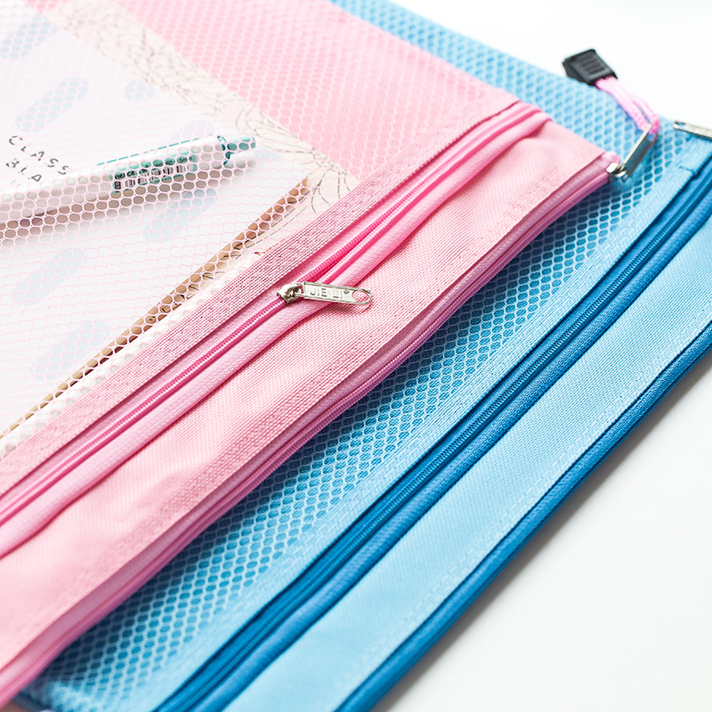 杰利 3个装拉链袋A4a5文件袋防水牛津帆布袋双层收纳袋 产检资料