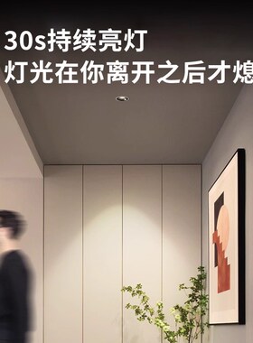 感应射灯嵌入式人体感应过道走廊灯入户门开门玄关筒灯窄边防眩灯