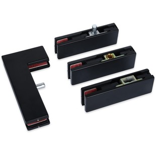 固钛无框玻璃门上下夹黑色加厚地弹簧门夹配件一字夹顶夹七字曲夹