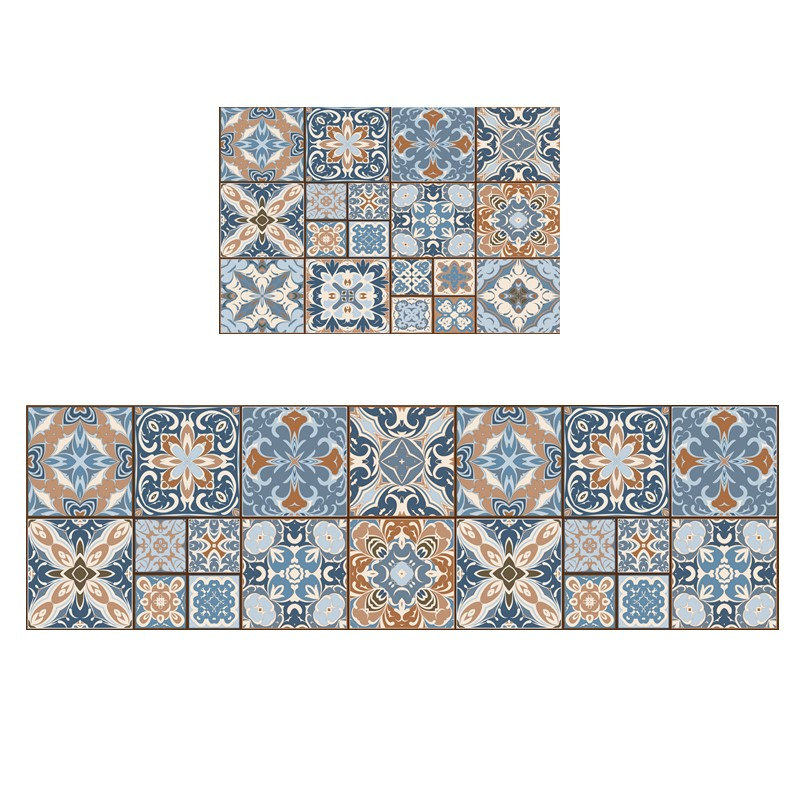 美式花砖厨房地垫防油防水可擦免洗家用长条pvc防滑进门垫可裁剪,居家布艺,家用脚垫,淘宝优惠券,粉丝福利购,淘宝优惠卷