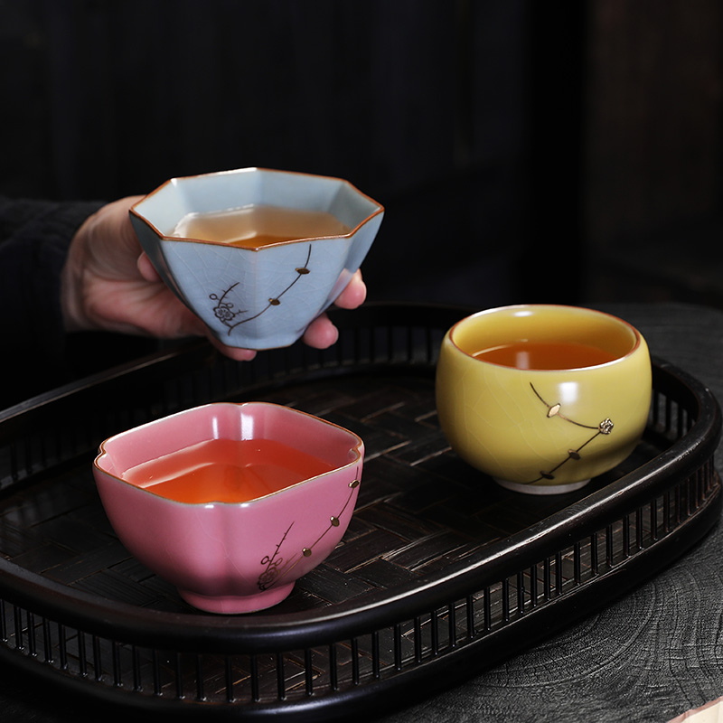 尚云品锔钉汝窑茶杯个人主人单杯开片陶瓷可养大号品茗杯功夫茶具