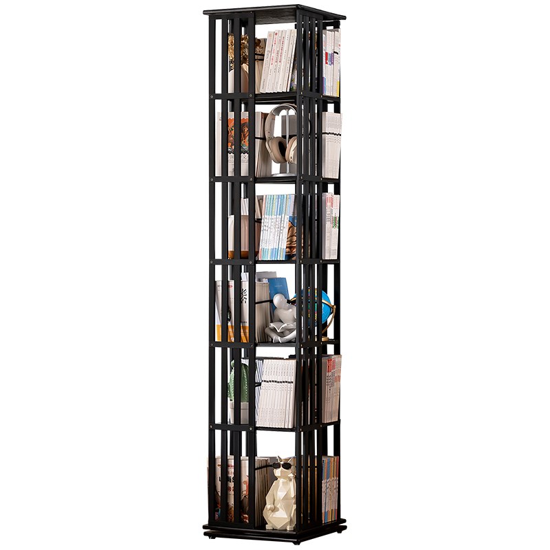 旋转书架落地置物架书柜子家用储物柜儿童客厅立架简易实木展示架