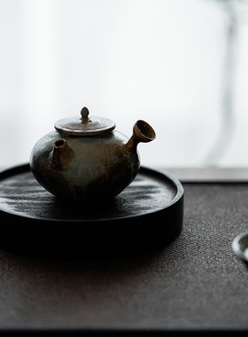 侘寂风托盘黑檀木整木干泡台小茶台家用茶盘民宿装饰置物架