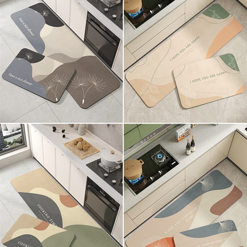 硅藻泥厨房地垫防滑防油吸水垫门口脚垫防水防脏垫子免洗可擦地毯