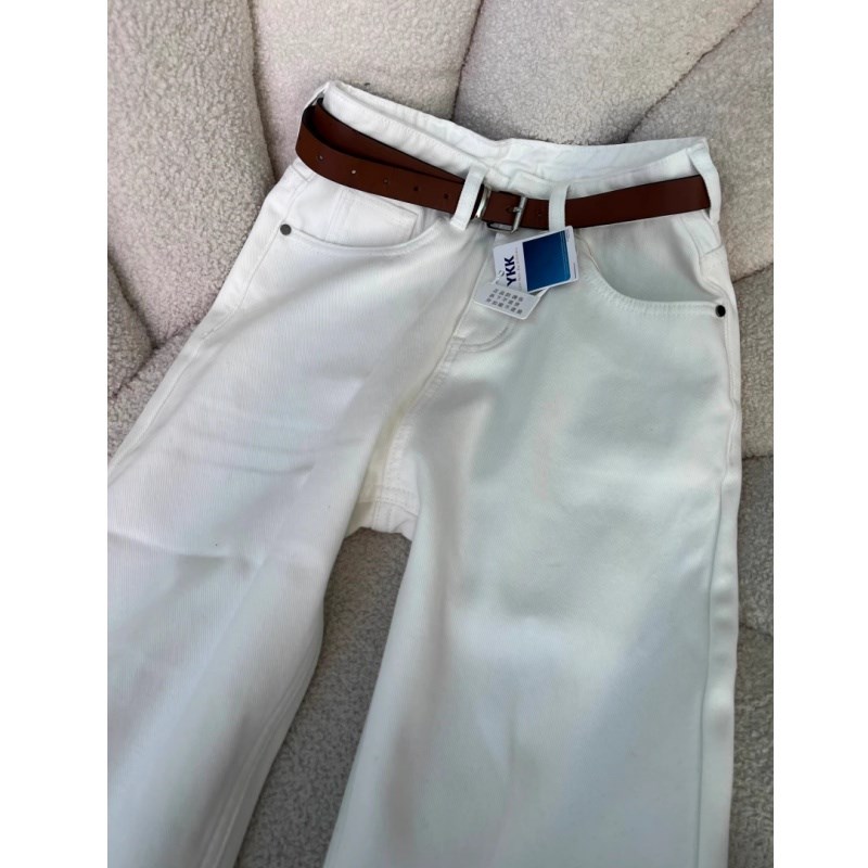 高个子加长版白色牛仔裤女秋冬新款加绒加厚直筒宽松窄版阔腿裤子