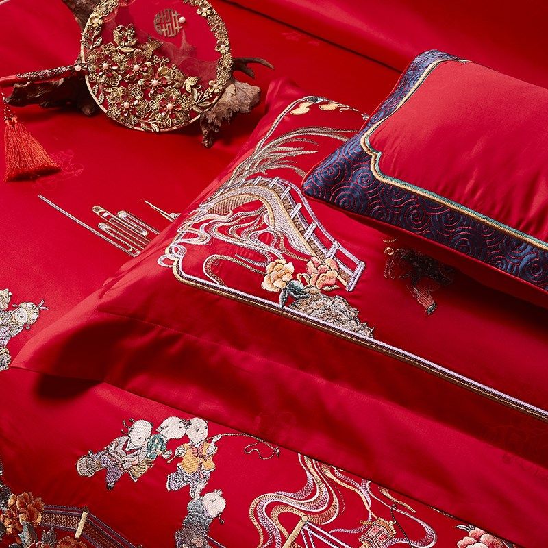 140支长绒棉婚庆百子四件套结婚床单喜新被婚嫁婚床高端床上用品,床上用品,床品套件/四件套/多件套,淘宝优惠券,粉丝福利购,淘宝优惠卷